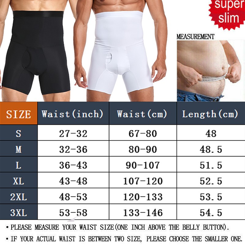 Men Tummy Control Compression Shorts - High Waist Trainer Slimming Shapewear Boxer Underwear