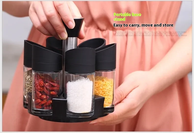 Rotating Glass Seasoning Bottle Creative Kitchen Condiments Box