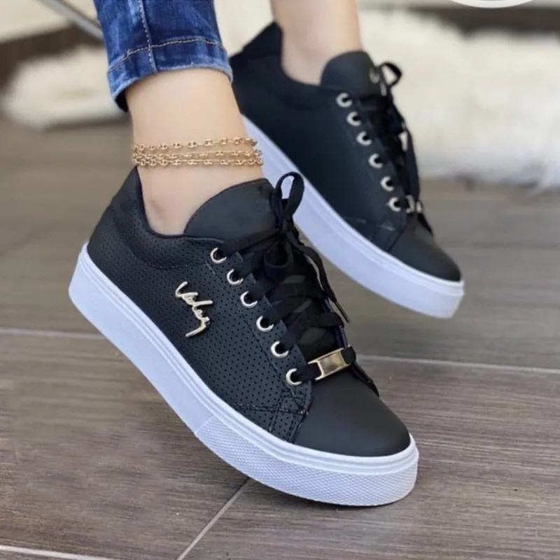 Women's Breathable Lace-Up Flat Sneakers