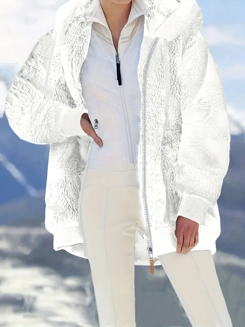 Hot Selling New Autumn and Winter Loose Plush Zipper Hooded Jacket