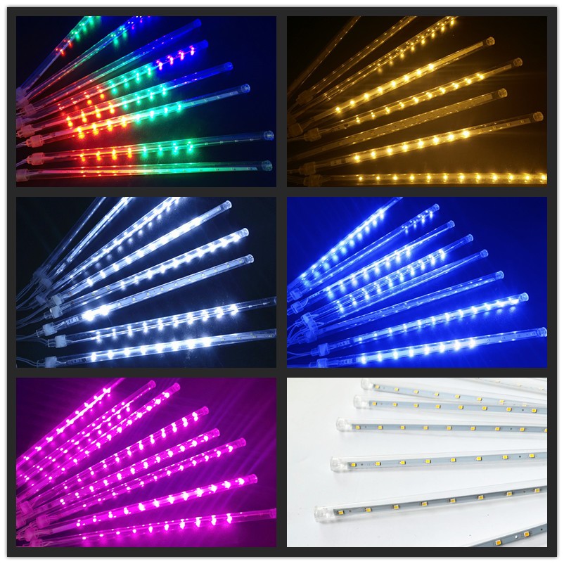 LED Meteor Shower Fairy String Lights - 8 Tubes, 30/50cm