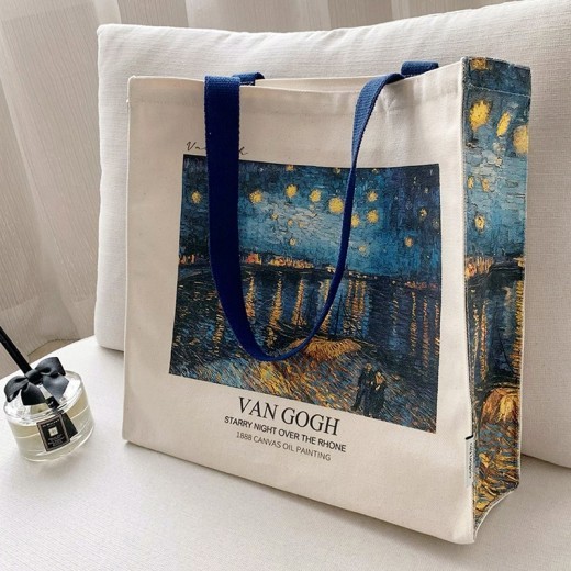 Van Gogh Museum Starry Sky On The Rhona River Zip Canvas Bag