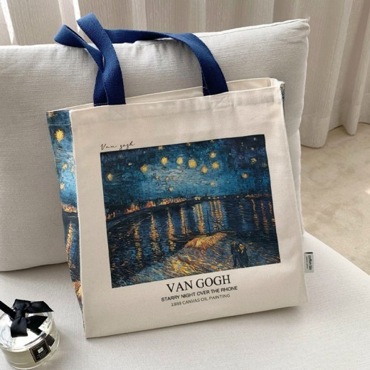Van Gogh Museum Starry Sky On The Rhona River Zip Canvas Bag