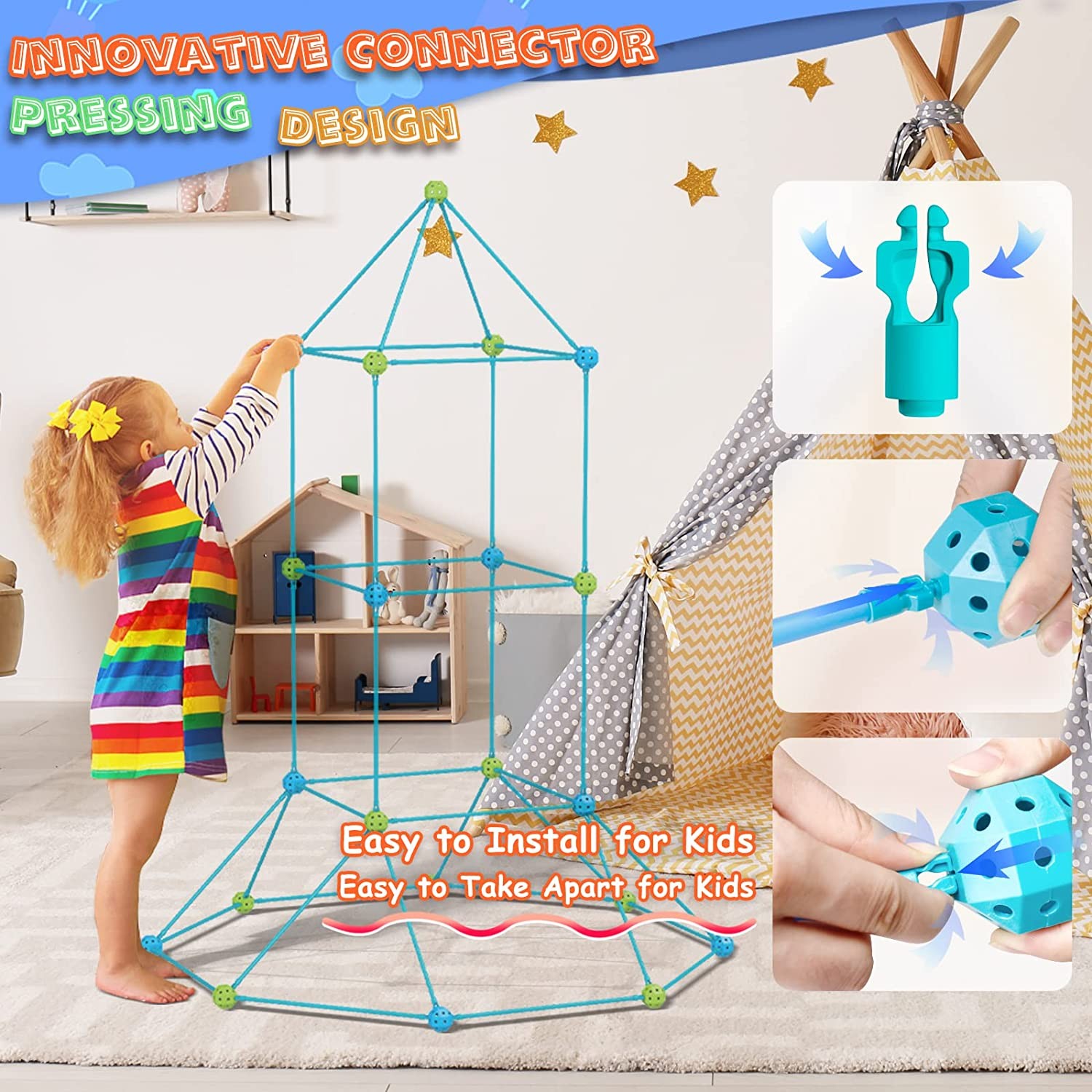Children's DIY Building Castle Beading Tent Toy STEM Large Building Blocks Game House