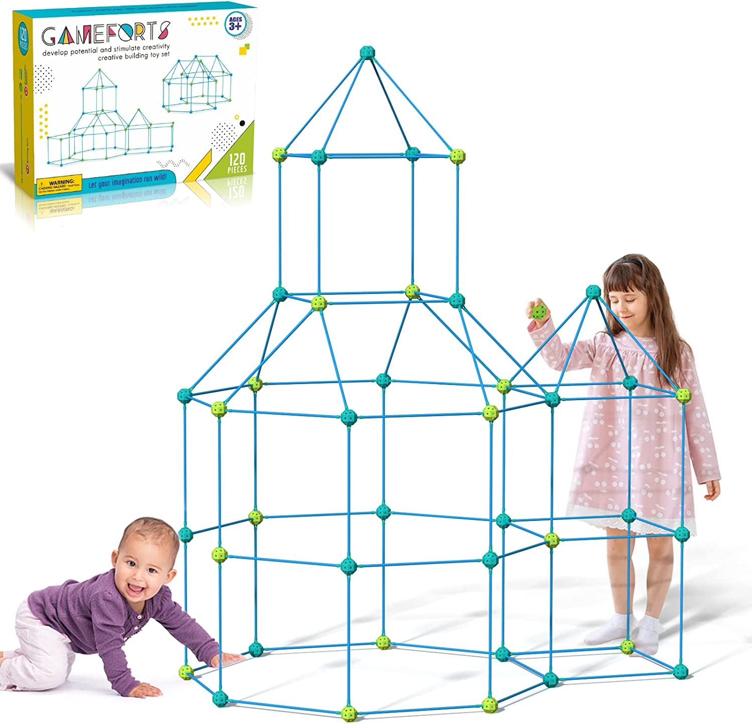Children's DIY Building Castle Beading Tent Toy  STEM Large Building Blocks Game House
