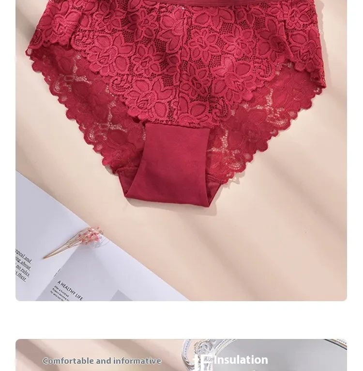 Plus Size Women's High Elastic Ultra-thin Lace Briefs Seamless Underwear