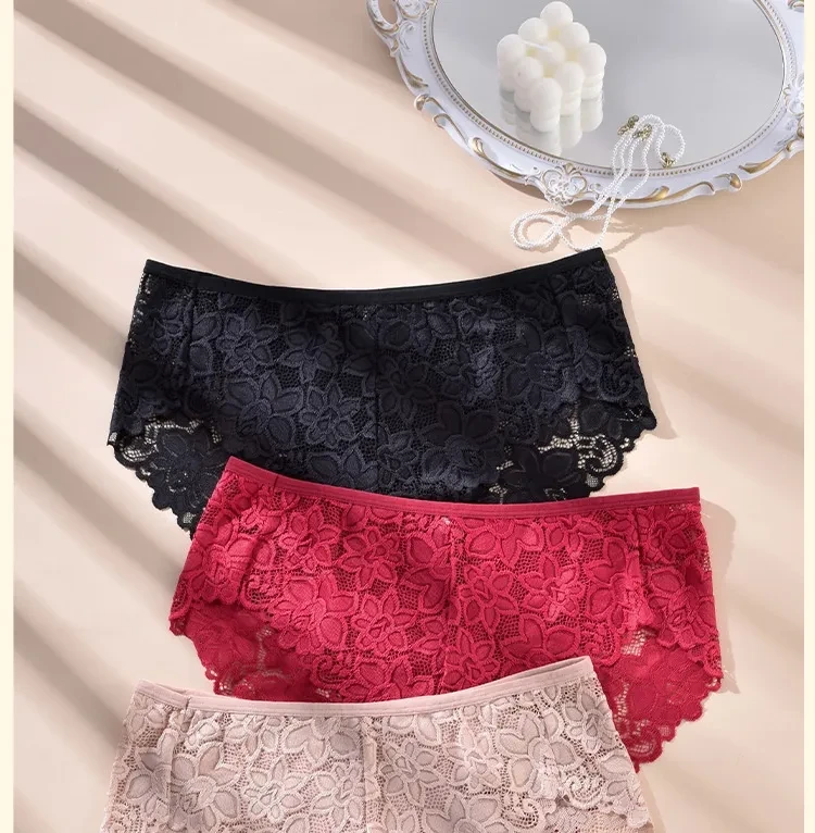 Plus Size Women's High Elastic Ultra-thin Lace Briefs Seamless Underwear