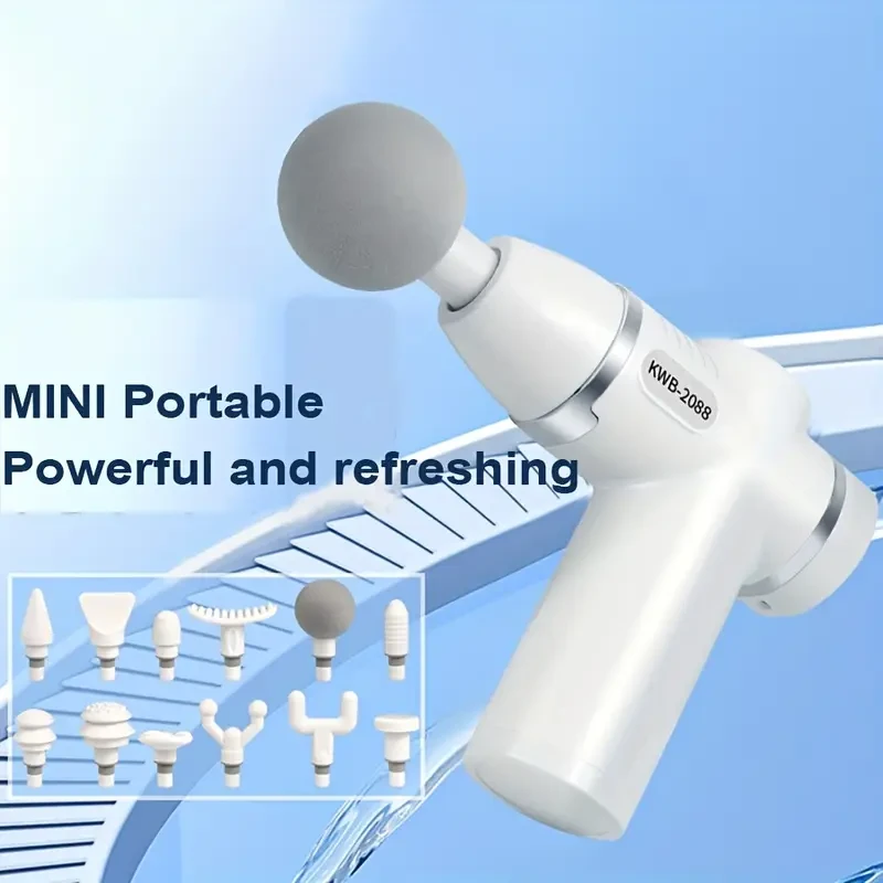 Professional Deep Tissue Massage Gun with 12 Attachments - 800mAh Rechargeable Lithium Battery, Plastic Body, Unscented, 4V-12V USB Charging, Portable Whole Body Muscle Massager