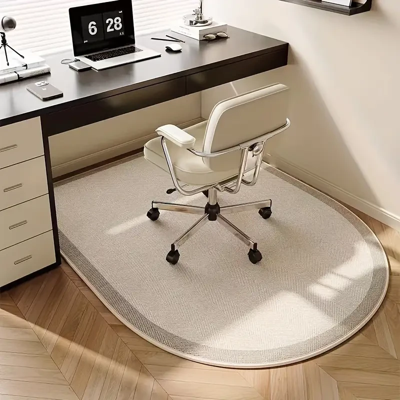 1pc Ultra-Soft Polyester Fiber Desk Mat, Non-Slip Rubber Backing, Knit Weave, Hand Washable, Soundproof Office Chair Mat, Ideal for Home Office Decor