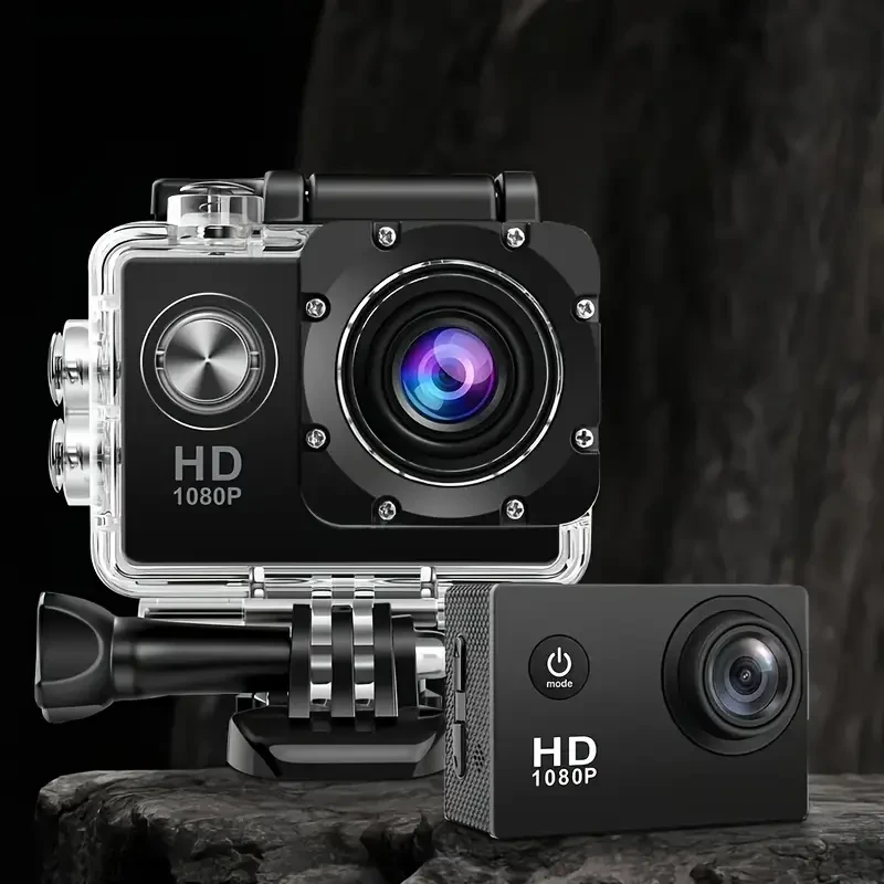 This Is a 1080P HD Action Camera Featuring Ultra HD Recording, a 140 Wide-Angle Lens, a 5.08Cm LCD Screen, Designed for Outdoor Sports Recording, with Automatic Exposure, Digital Stabilization, a Fisheye Lens, And Powered by Battery Or USB, Saving Files