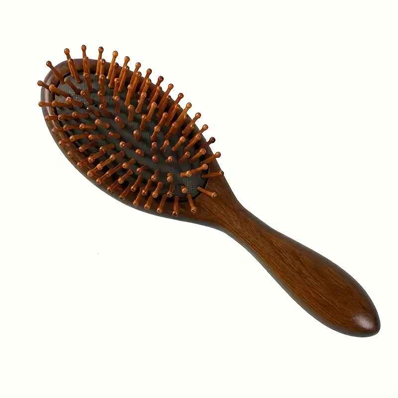 2pcs Sandalwood Bristle Scalp Massager, Wooden Hair Brush Set for Normal Hair, Anti-Dandruff Finishing Comb for Hair Growth and Scalp Care