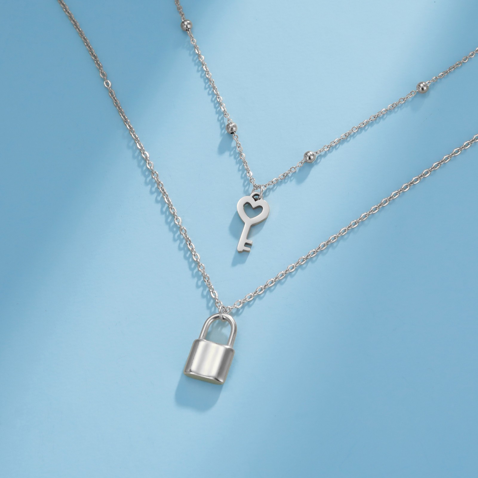 Skyrim Key Padlock Pendant Stainless Steel Necklace