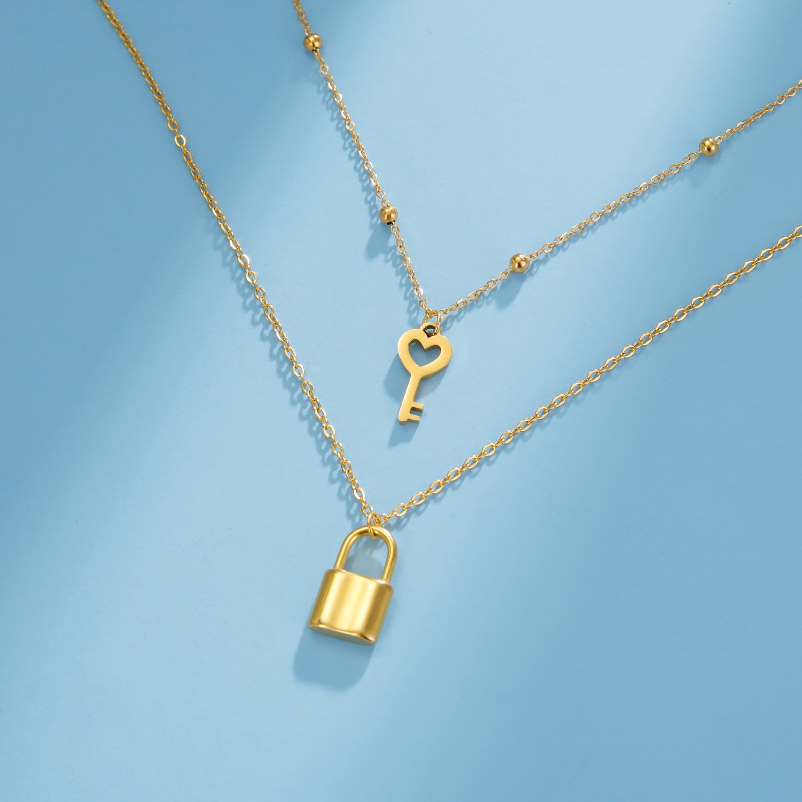 Skyrim Key Padlock Pendant Stainless Steel Necklace