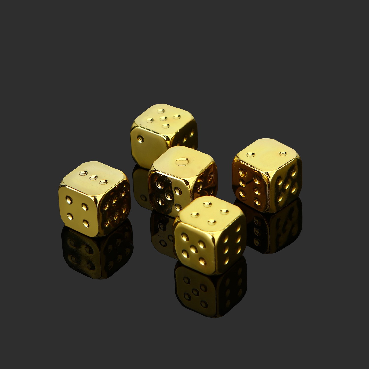 5PCS/1Set Metal Dice Golden/Silver/Bronze Funny Game Dice Six-Sided Decider Board Game Accessories 13mm