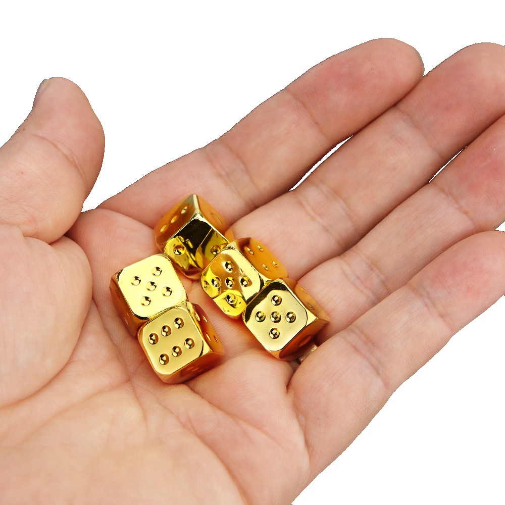 5PCS/1Set Metal Dice Golden/Silver/Bronze Funny Game Dice Six-Sided Decider Board Game Accessories 13mm