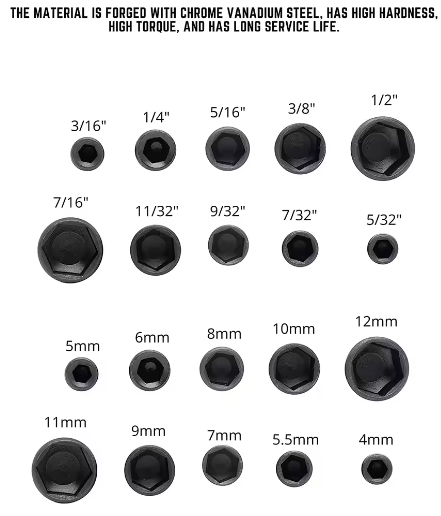 9pcs/set 5mm-13mm Hex Sockets Sleeve Nozzles
