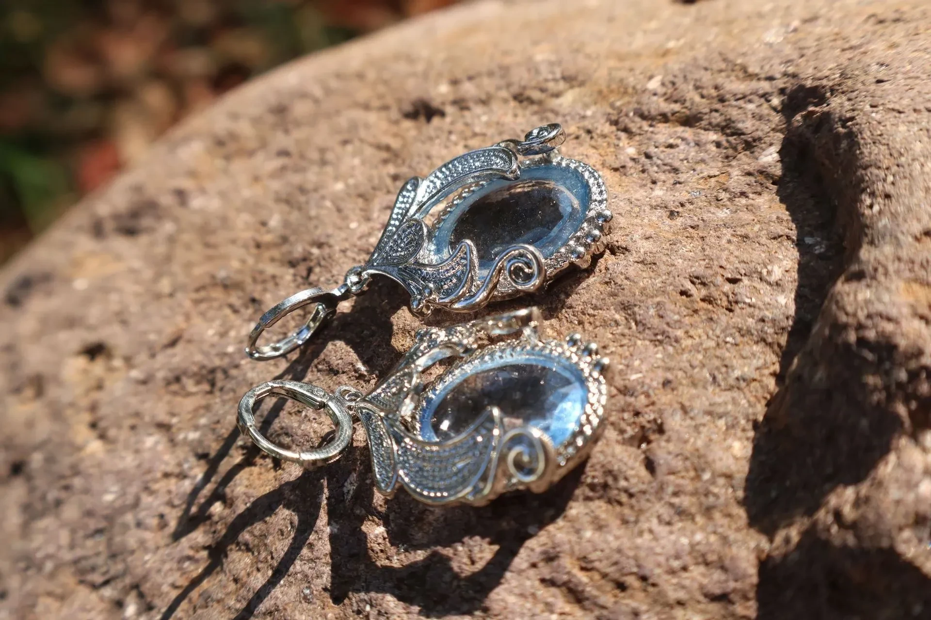 Fashion Imitation Platinum Inlaid Blue Zircon Women's Creative Drop Earrings