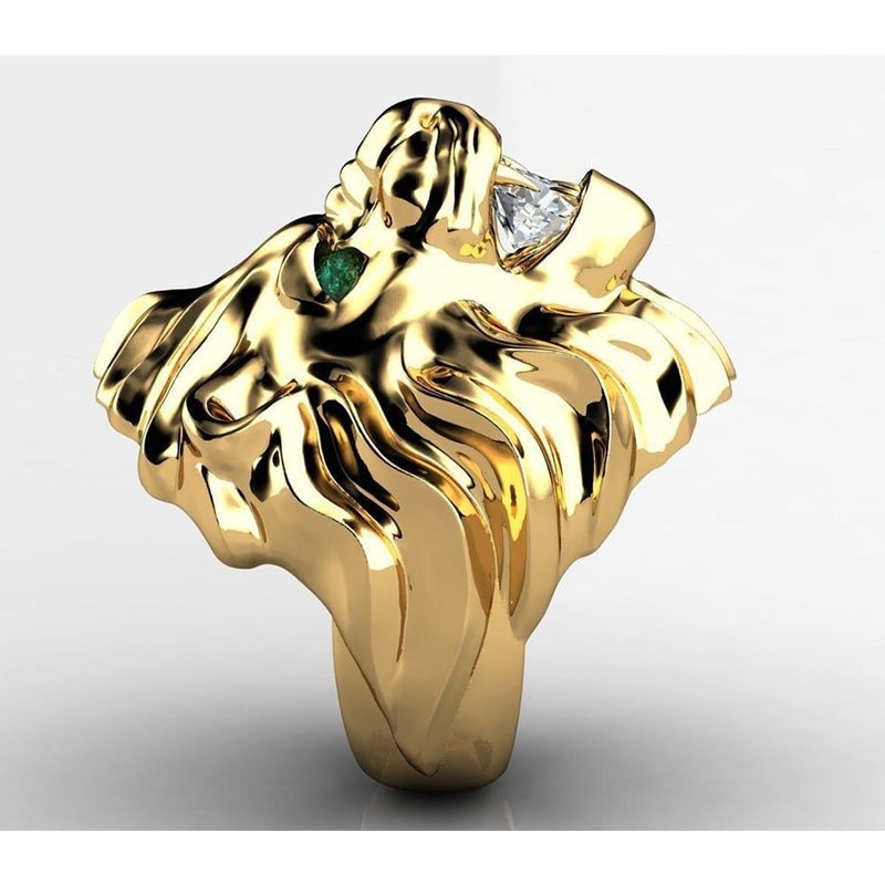Fashion Stainless Steel Lion Head Ring - Bold Mens Retro Jewelry for NZ