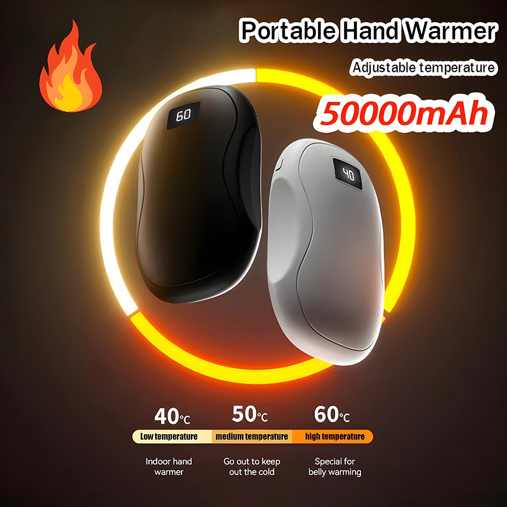 Portable Hand Warmer 50000mAh Large Capacity Electric Fast Heating Double Sided Warmth Battery