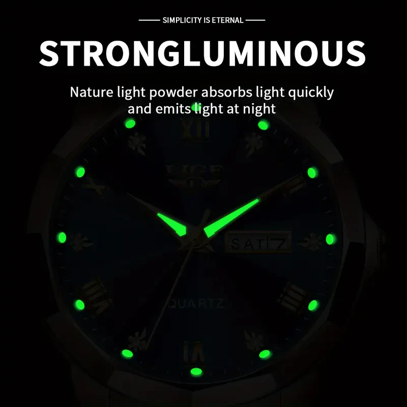 LIGE New Men's Business Watch Stainless Steel