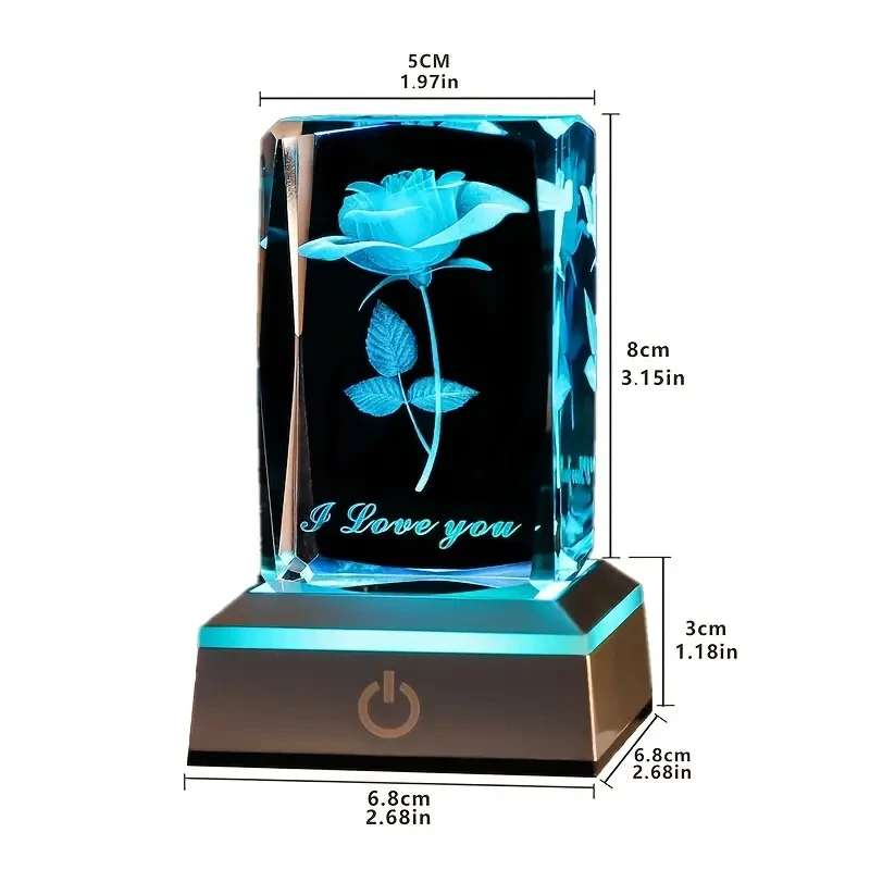 1pc Exquisite 3D Rose Crystal LED Color Lamp