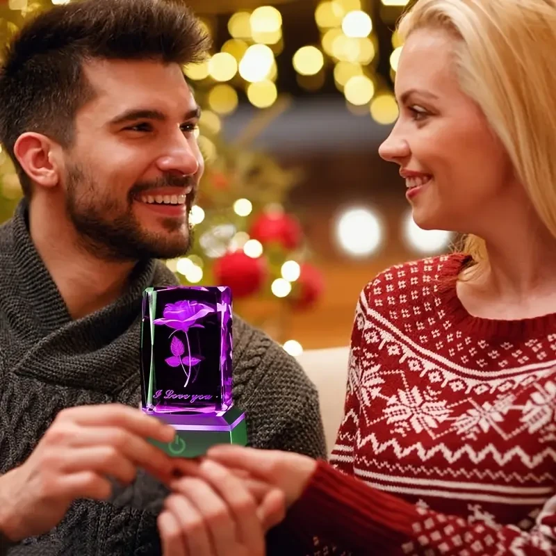 1pc Exquisite 3D Rose Crystal LED Color Lamp