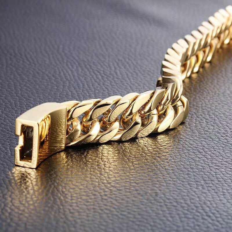 Fashion Black Cuban Chain Bracelet - Stainless Steel Hip Hop Jewelry for Men