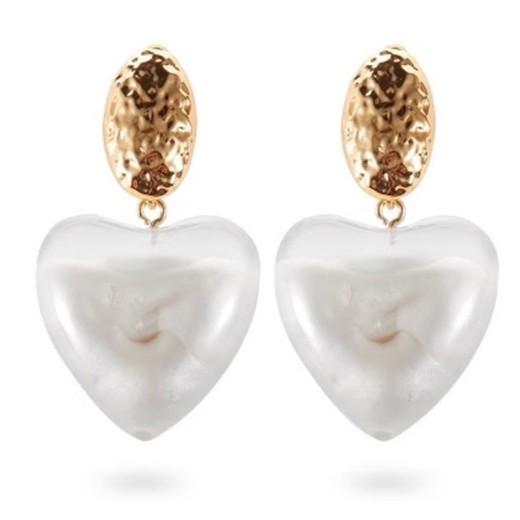 White Resin Love Heart Earrings