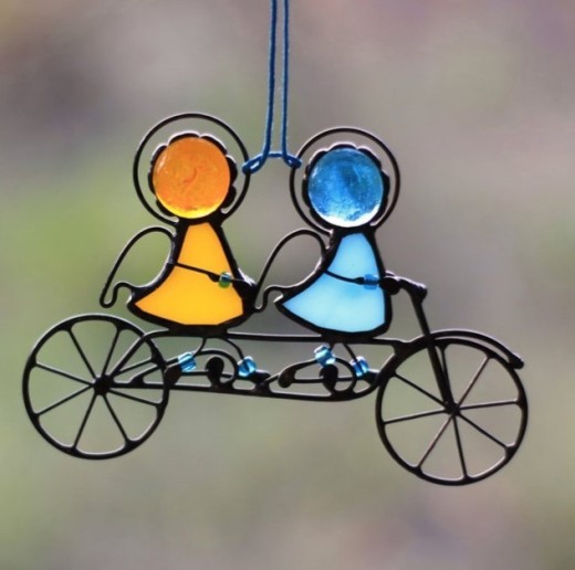 Color Art Window Pendant Angel Couple Decoration Gift A Object