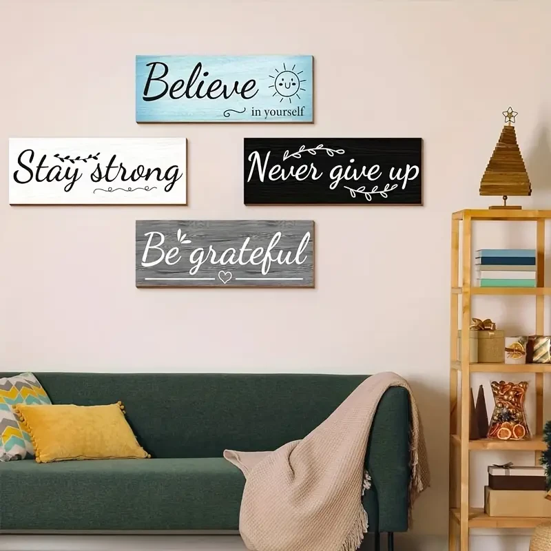 4pcs Set of Rustic Inspirational Wall Art