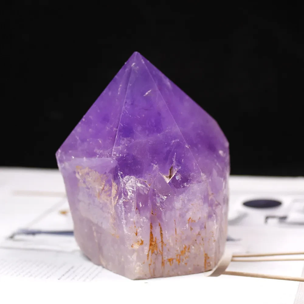 Natural Brazilian Amethyst Rough Stone Ornament Hexagonal Pillar