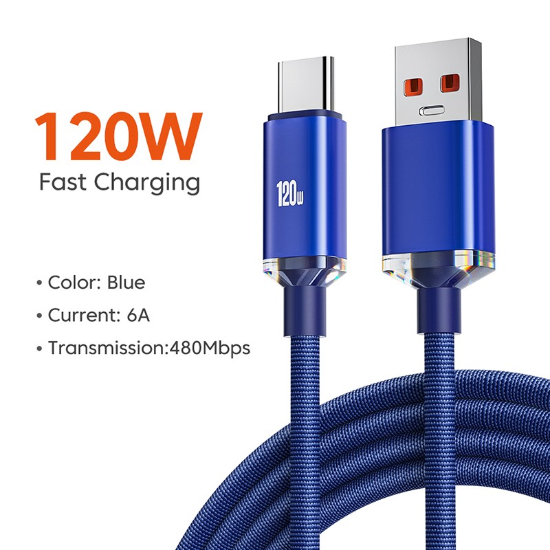 120W 6A Fast Charge USB Type-C Cable - Quick Charge Data Cable