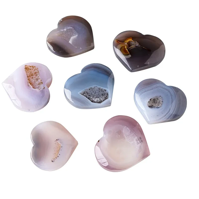 Natural Crystal Agate Cave Love Handlebars Original Stone Ornaments
