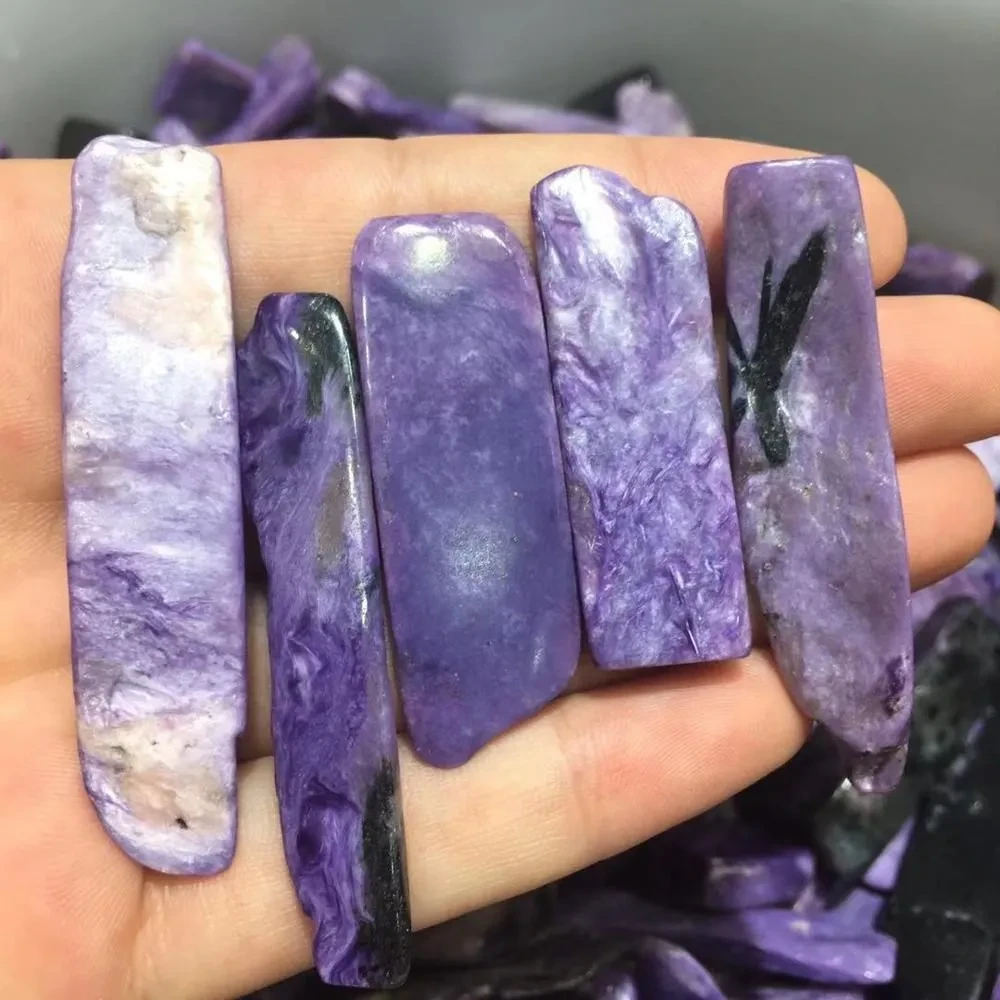 5pcs Natural Charoite Stone Point Plate Chips Quartz Crystal