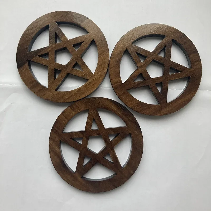 Wooden Pentagram Wood Carving Ceremony Decoration Witch Sacrifice Wooden Mat