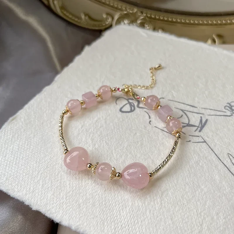 Natural Crystal Bracelet Women Love Hand String Hibiscus Stone