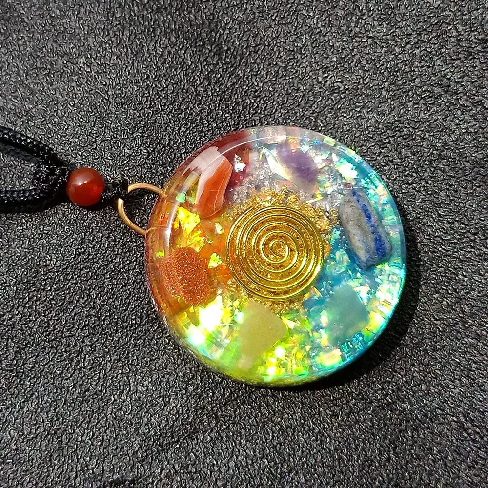 Natural Crystal Agate Semi-precious Stone Colorful Gravel Pendant