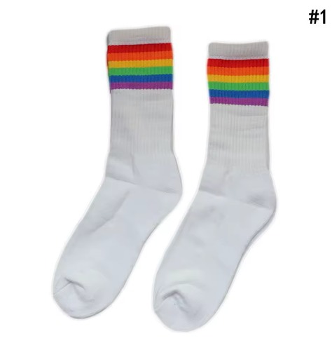 Rainbow Striped Cotton Socks Unique Design Rainbow Striped Cotton Socks Colourful Stripe Breathable Cotton Girls Boys Tube Socks