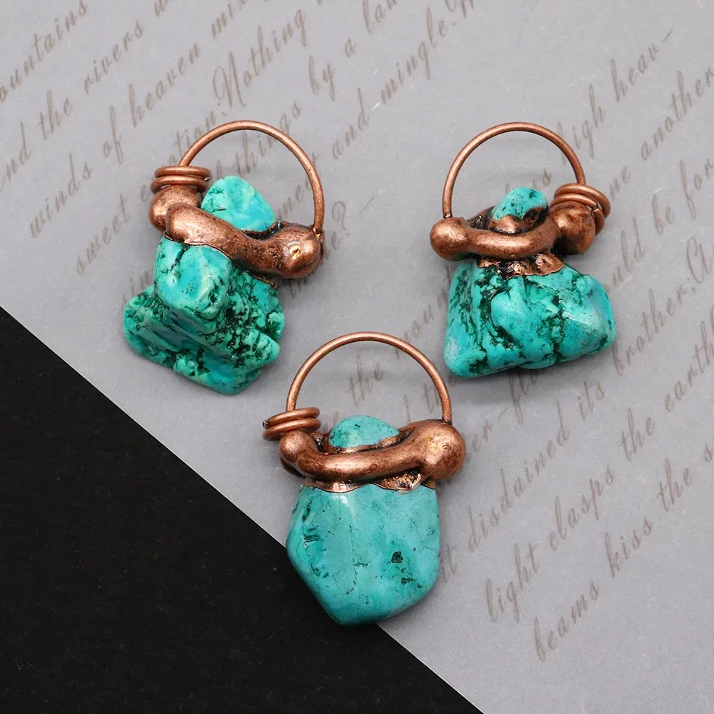 Natural Stone Polished Irregular Blue Pine Stone Pendant