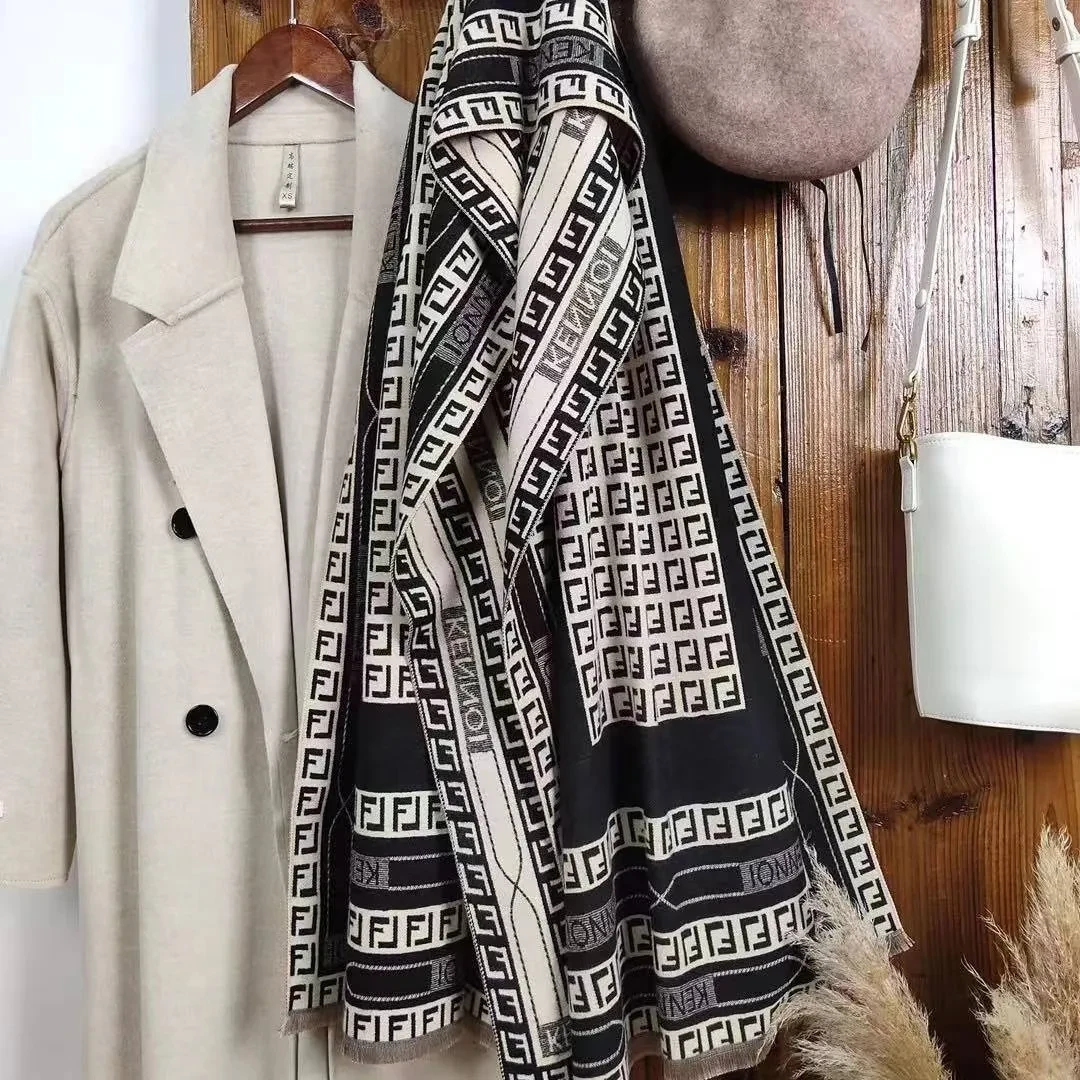 Versatile Cashmere-like Double-sided Tropical Rainforest Pattern Thickened Warm New Scarf For Women