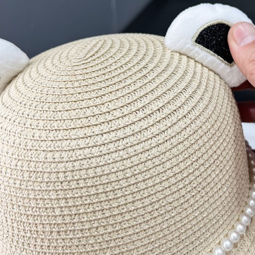 Little Bear Ears Fisherman Cute Simple Straw Hat