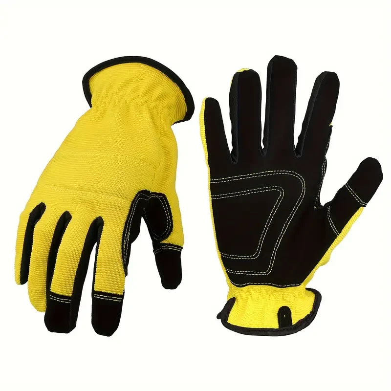 Unisex Gardening Gloves with Grip, Breathable Polyester Work Gloves, All-Season Woven Gardening Gloves with Reinforced Palm, Machine Washable - Anti-Thorn Protective Outdoor Gloves