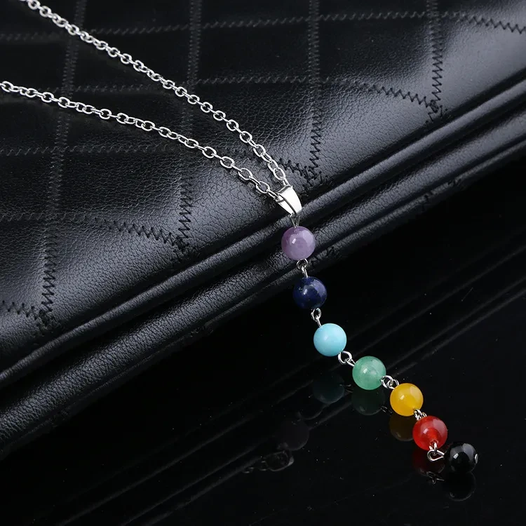 Chakra Gem Stone Beads Pendant Necklace