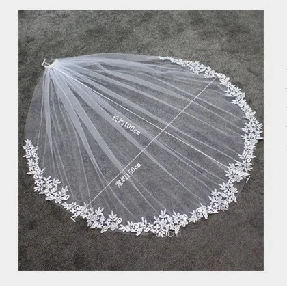 European And American Bride Veil Women's White Single Layer Lace Headdress