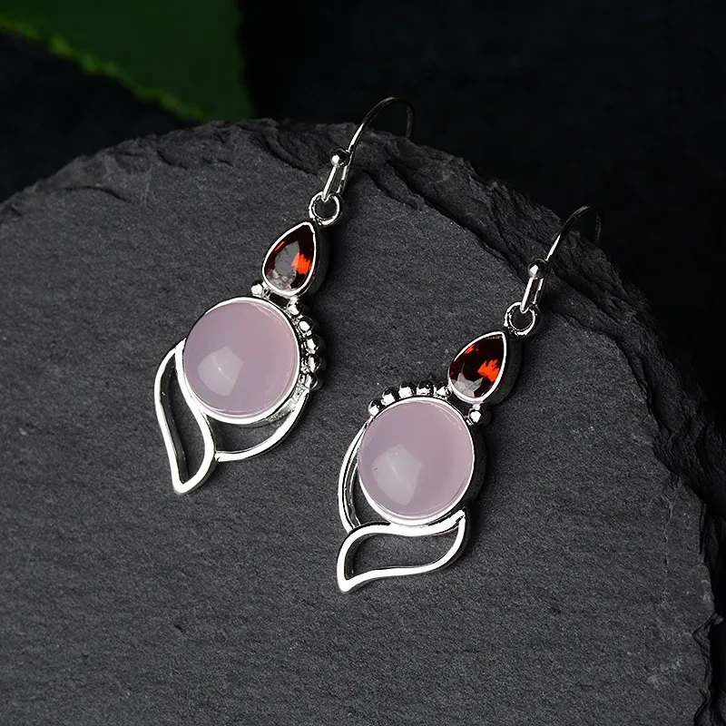 Hibiscus Stone Crystal Earrings Drop Pear-shaped Earrings