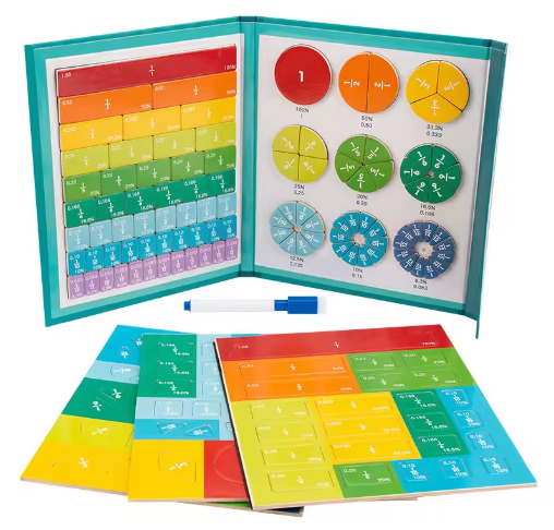 Children Magnetic Fraction Learning Math Toys Wooden Fraction Book Set Parish Teaching Aids Arithmetic Learning Educational Toys