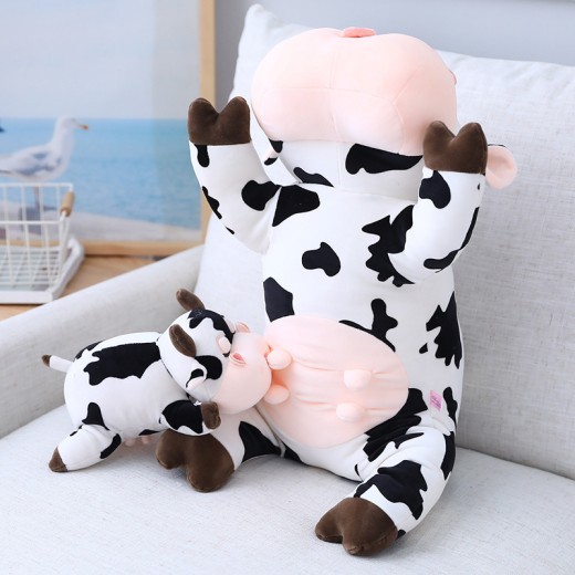 Plush Toy Cute Papa Cow Soft And Bouncy Cow Birthday Gift