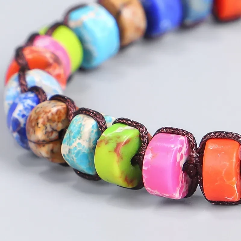 Hand-Woven Bracelet Colorful Emperor Stone Bracelet Yoga Seven-Color Bracelet