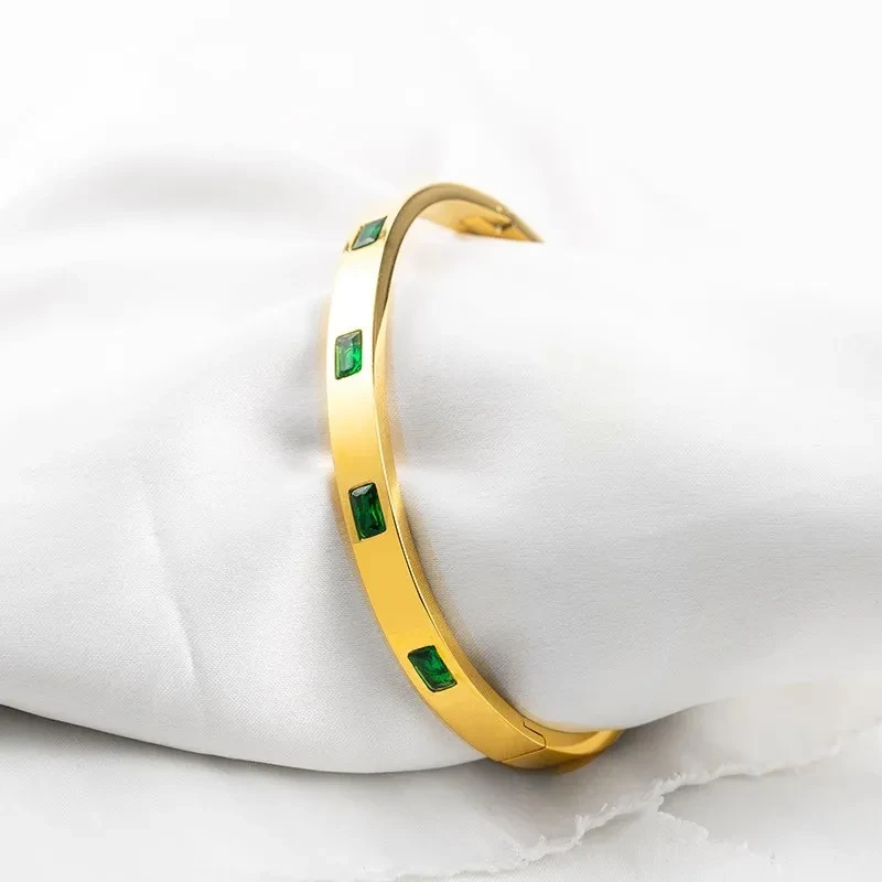 Stainless Steel Bracelet New Bracelet Wrist Ring Inlaid Stone Non-fading