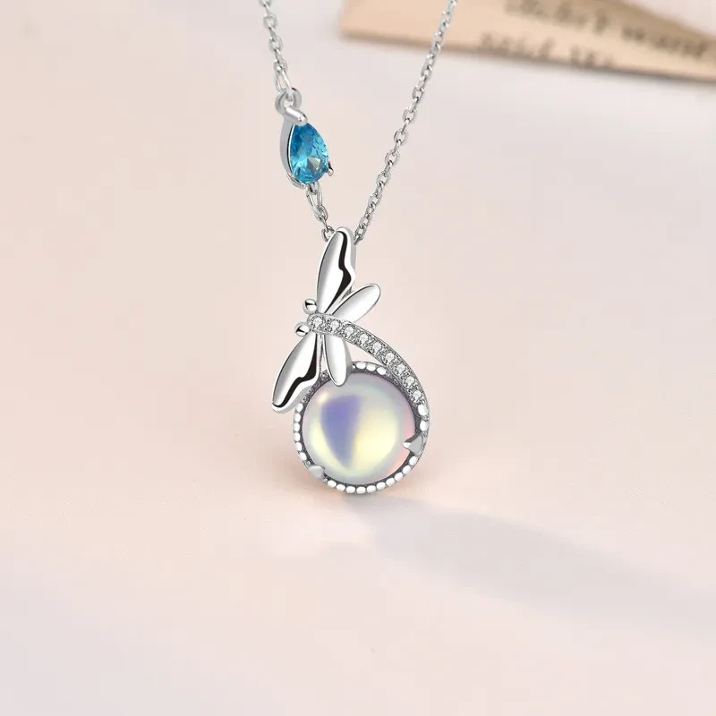 S925 Sterling Silver Necklace Female Micro Inlaid Stone Bone Lock Jewelry